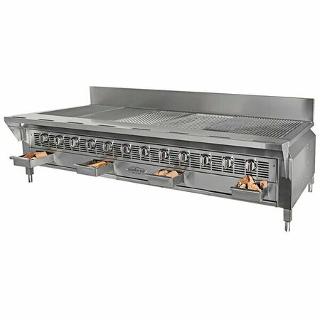 CHAMPION TUFF GRILLS Champion Tuff TCC-72 72in Natural Gas Countertop Charbroiler with 6 Wood Chip Drawers 782CB72